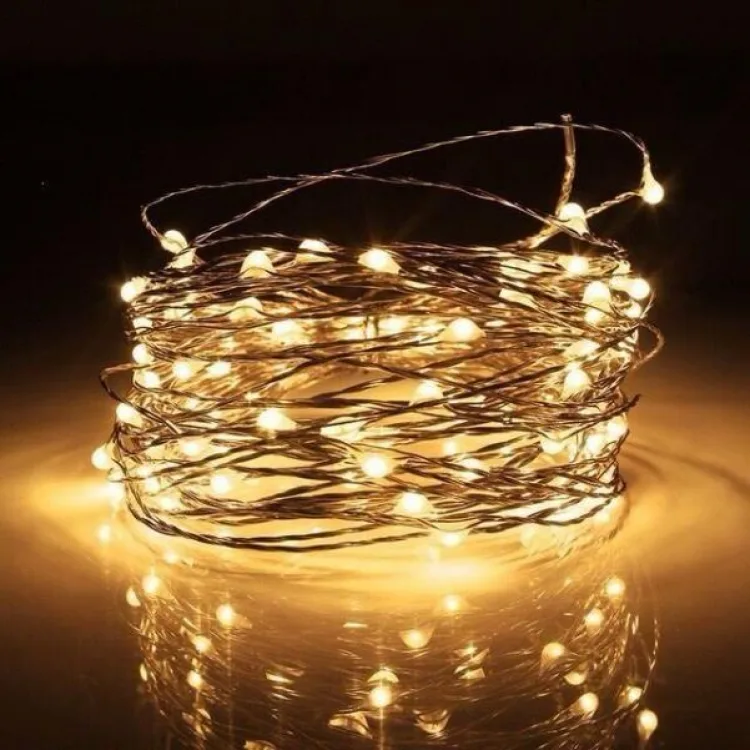 Гірлянда світлодіодна метал 10 м жовта 100 LED