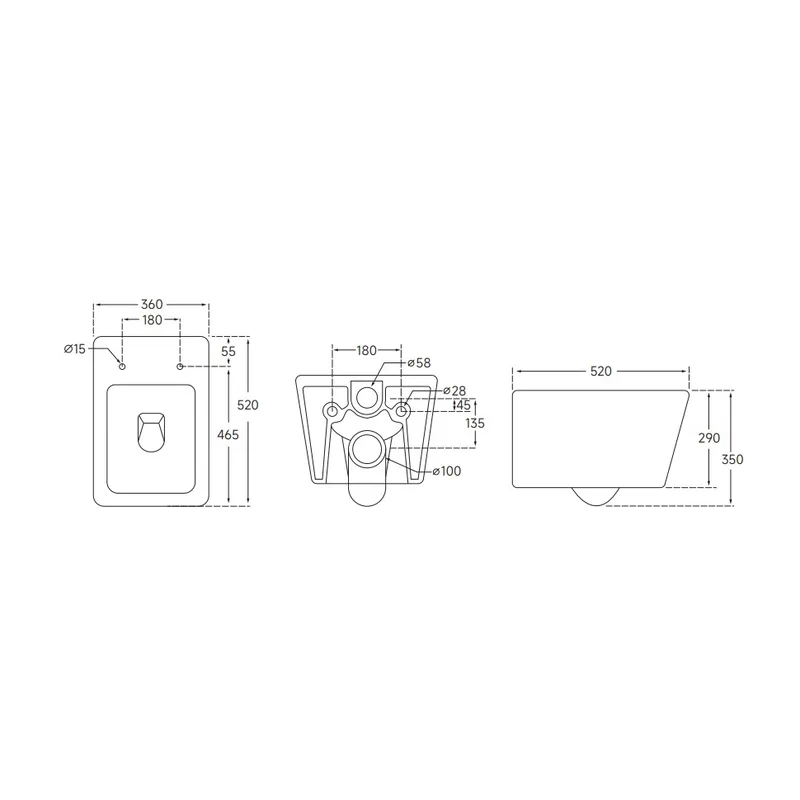 Унітаз підвісний Mixxus санітарна порцеляна 520х360х365 мм білий RIMLESS