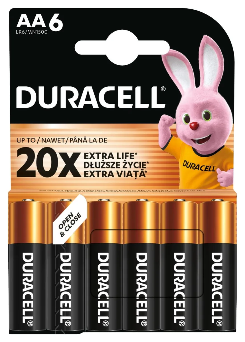 Лужні батарейки Duracell AA 6 шт 1.5V