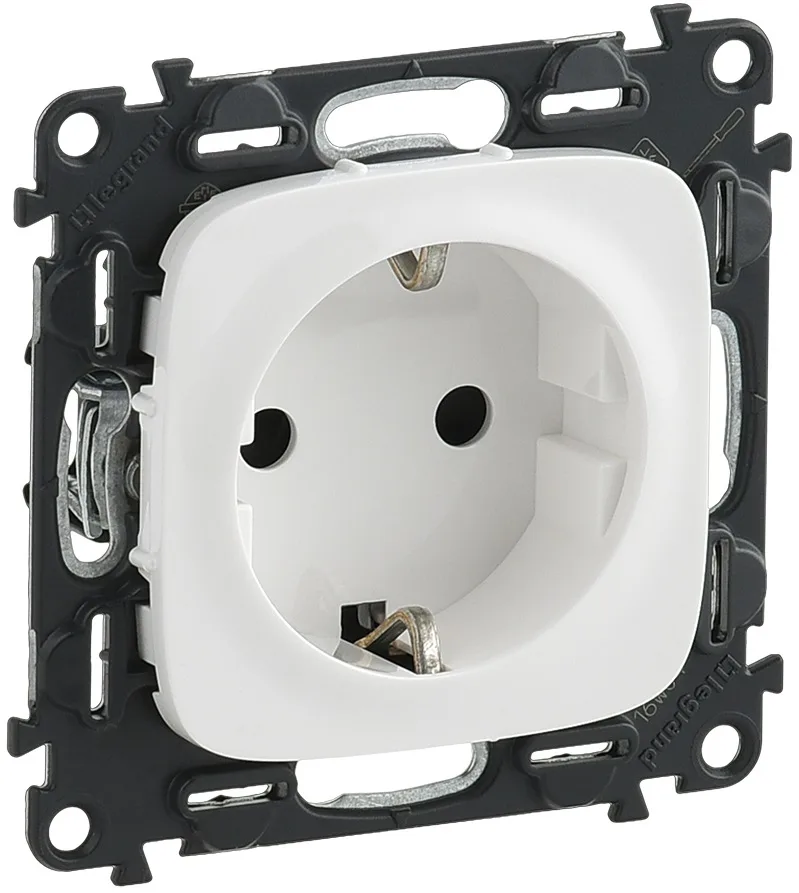 Розетка Schuko Legrand Valena ALLURE, 16А, 250V, автоматичні клеми, білий