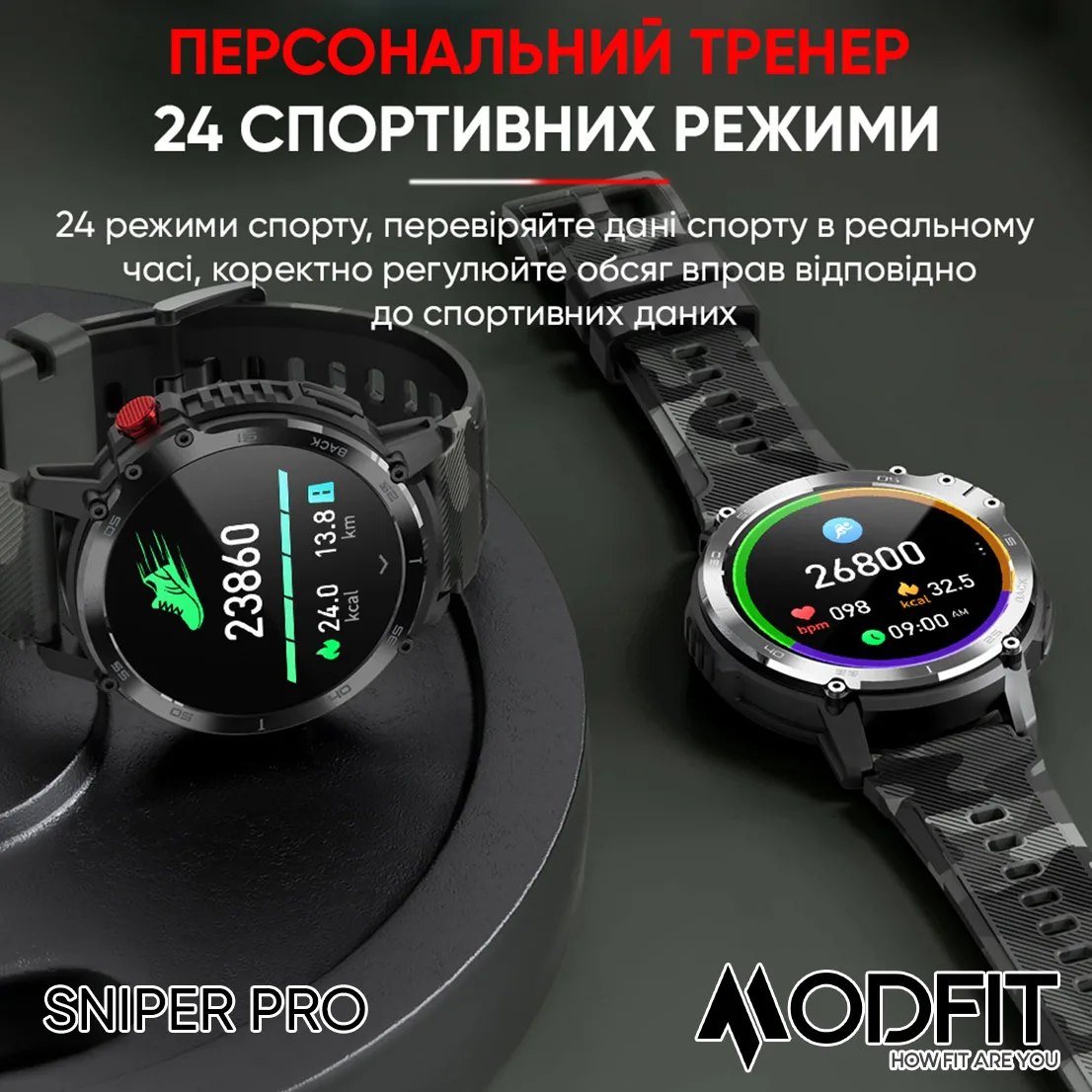 Розумні годинники Modfit Сталь Силікон 41 мм Чорні Сріблясті