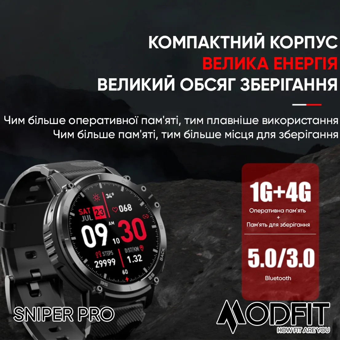 Розумні годинники Modfit Сталь Силікон 41 мм Чорні Сріблясті