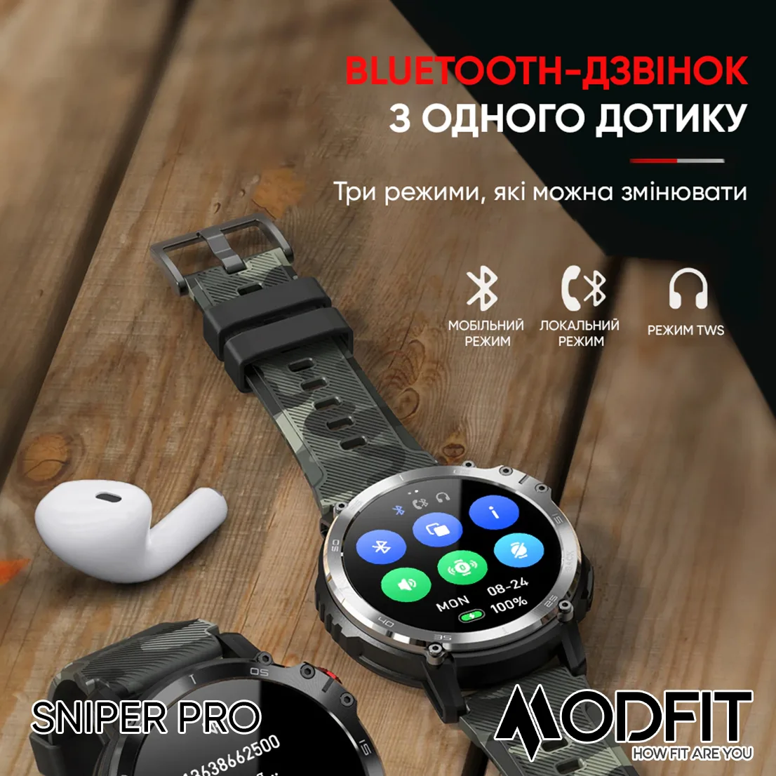Розумні годинники Modfit Сталь Силікон 41 мм Чорні Сріблясті