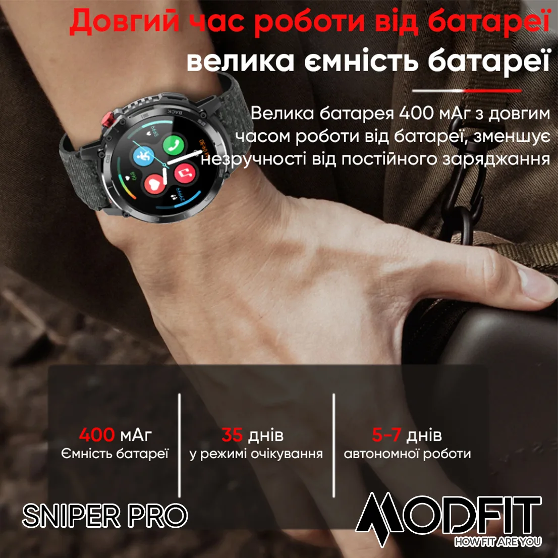 Розумні годинники Modfit Сталь Силікон 41 мм Чорні Сріблясті