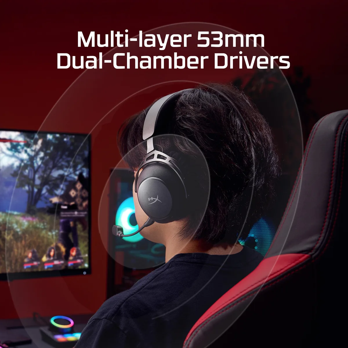 Гарнітура ігрова HyperX бездротова 53 мм чорна