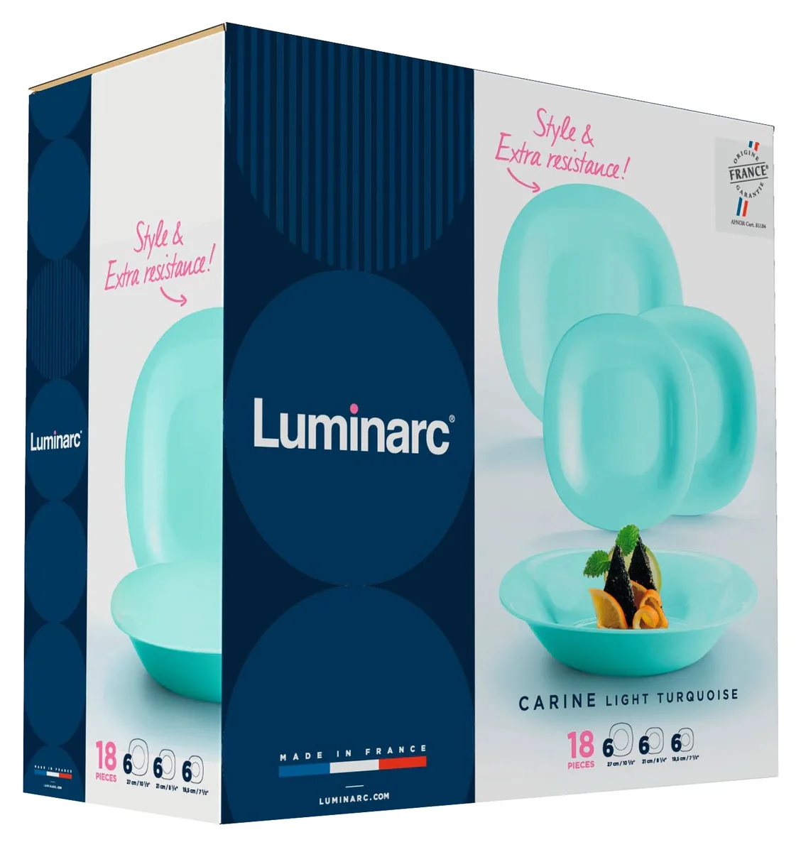 Сервиз столовый Luminarc 18 предметов из опалового стекла на 6 персон, голубой.