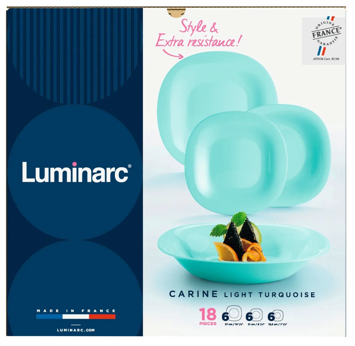 Сервиз столовый Luminarc 18 предметов из опалового стекла на 6 персон, голубой.