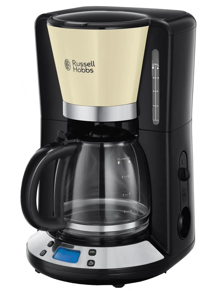 Кавоварка Russell Hobbs крапельного типу Colours Plus 1.25л, для меленої кави, чорний з бежевим.