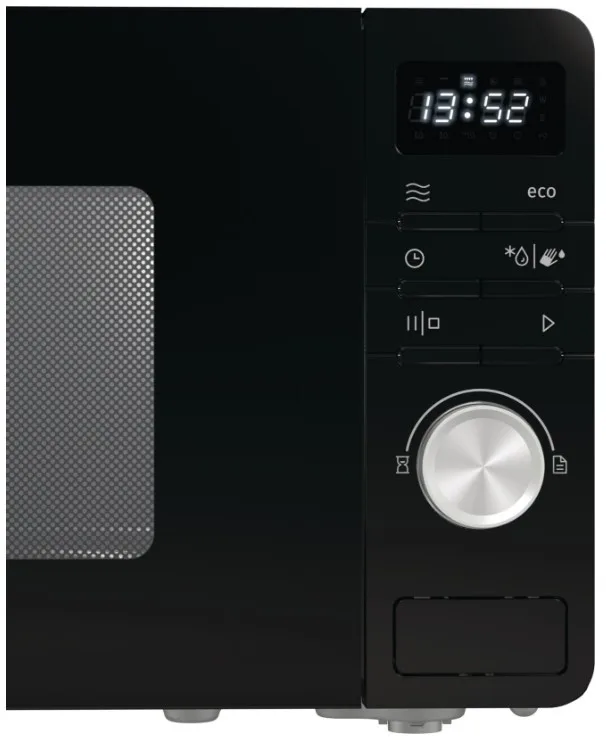 Мікрохвильова піч Gorenje, 20 л, електронне управління, потужність 800 Вт, цифровий дисплей, чорний колір.
