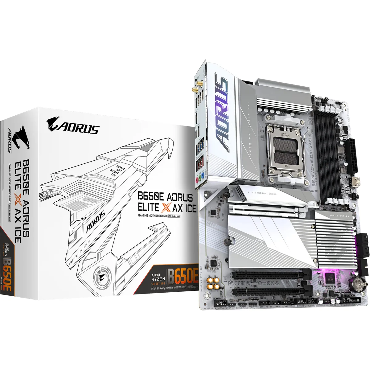 Материнська плата GIGABYTE B650E A ELITE X ICE sAM5 B650 4xDDR5 M.2 HDMI DP Wi-Fi BT mATX білий