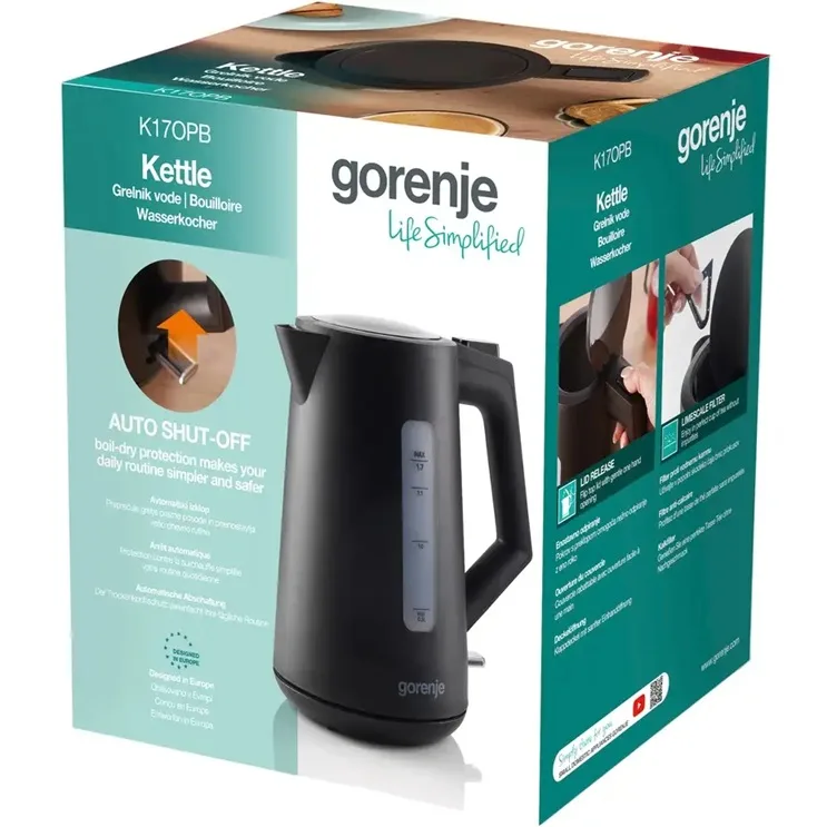 Електрочайник Gorenje 1,7 л пластиковий чорний 2200 Вт