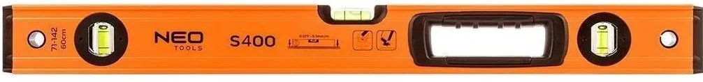 Рівень алюмінієвий Neo Tools S 400, 60 см, 3 бульбашки, 1 ручка.