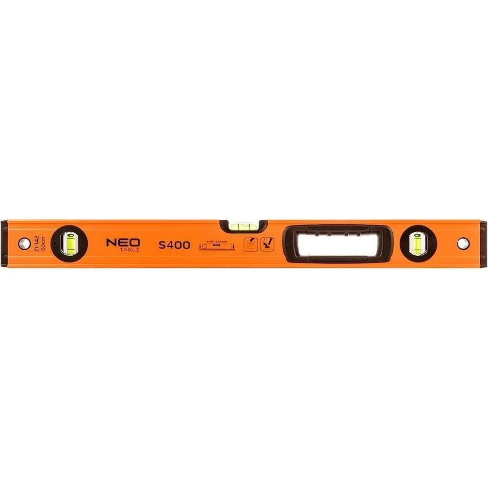 Рівень алюмінієвий Neo Tools S 400, 60 см, 3 бульбашки, 1 ручка.