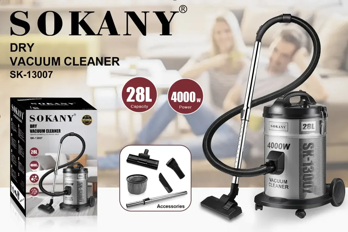 Пилосос Sokany металевий 4000 Вт 58 см сірий 28 л