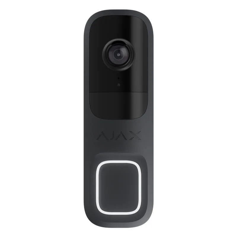 Видеозвонок Ajax Doorbell, универсальная установка, 4 МП, 155° вертикальный, 90° горизонтальный, ИК 6 м, дальность обнаружения движения 4 м, искусственный интеллект, Wi-Fi, графит.