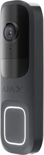Видеозвонок Ajax Doorbell, универсальная установка, 4 МП, 155° вертикальный, 90° горизонтальный, ИК 6 м, дальность обнаружения движения 4 м, искусственный интеллект, Wi-Fi, графит.