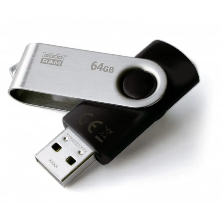 Флеш-пам'ять USB Goodram метал 64Гб чорна з відкидною кришкою