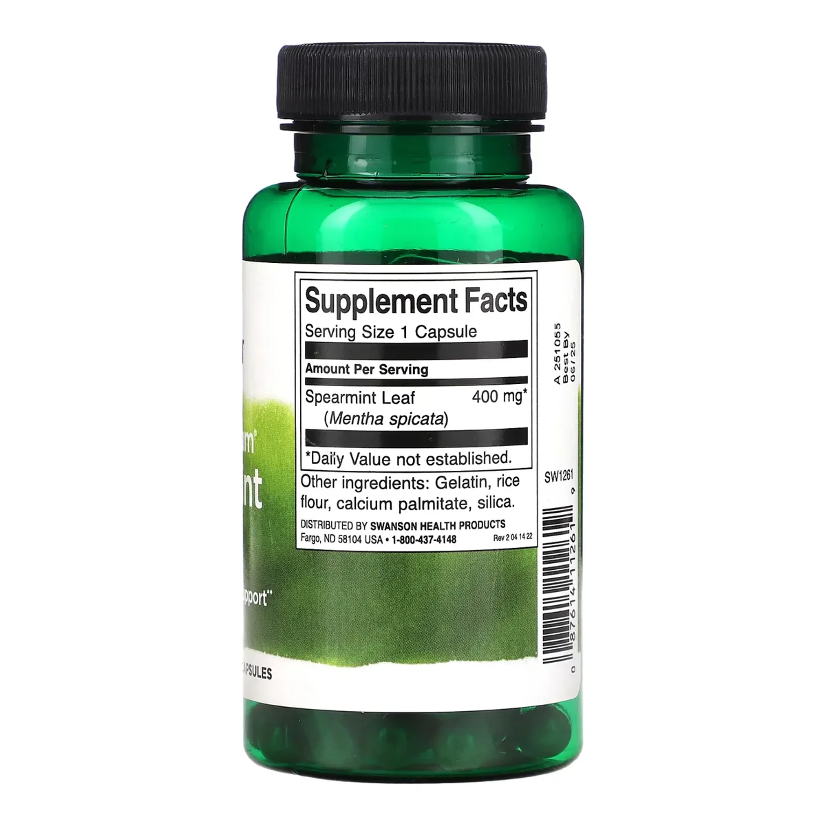Full Spectrum Spearmint Leaf 400mg 60 капсул Рослинна добавка для травлення