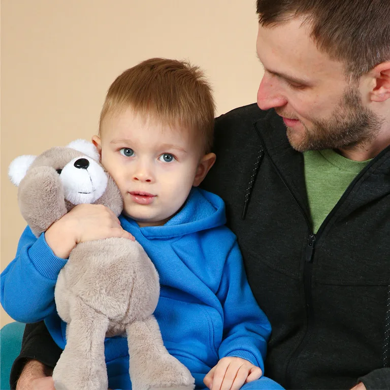 М'яка іграшка Macik пухнастий ведмедик 35 см з безпечних матеріалів бежевого кольору