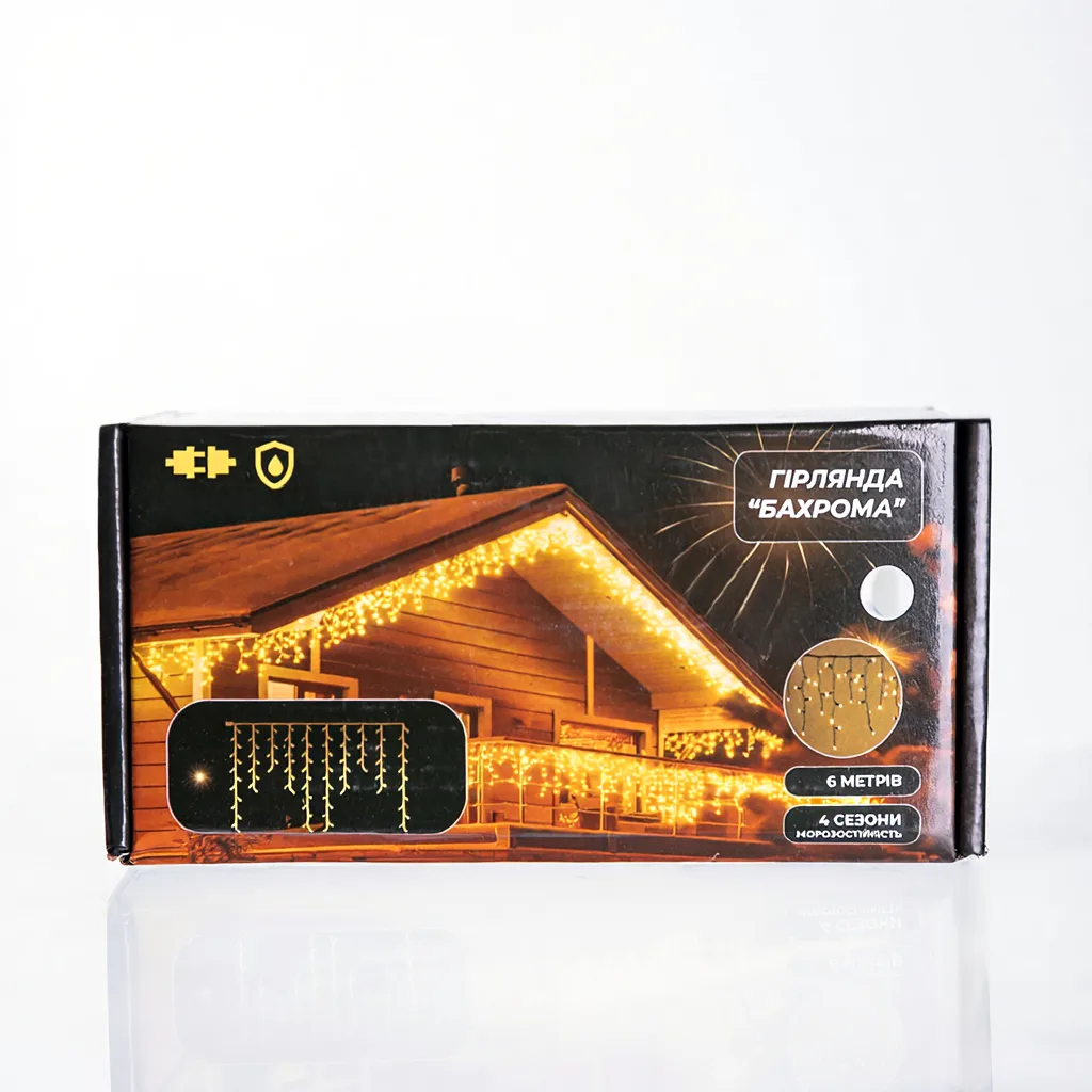 Гірлянда вулична Бахрома 6 м 105 LED чорний провід Білий
