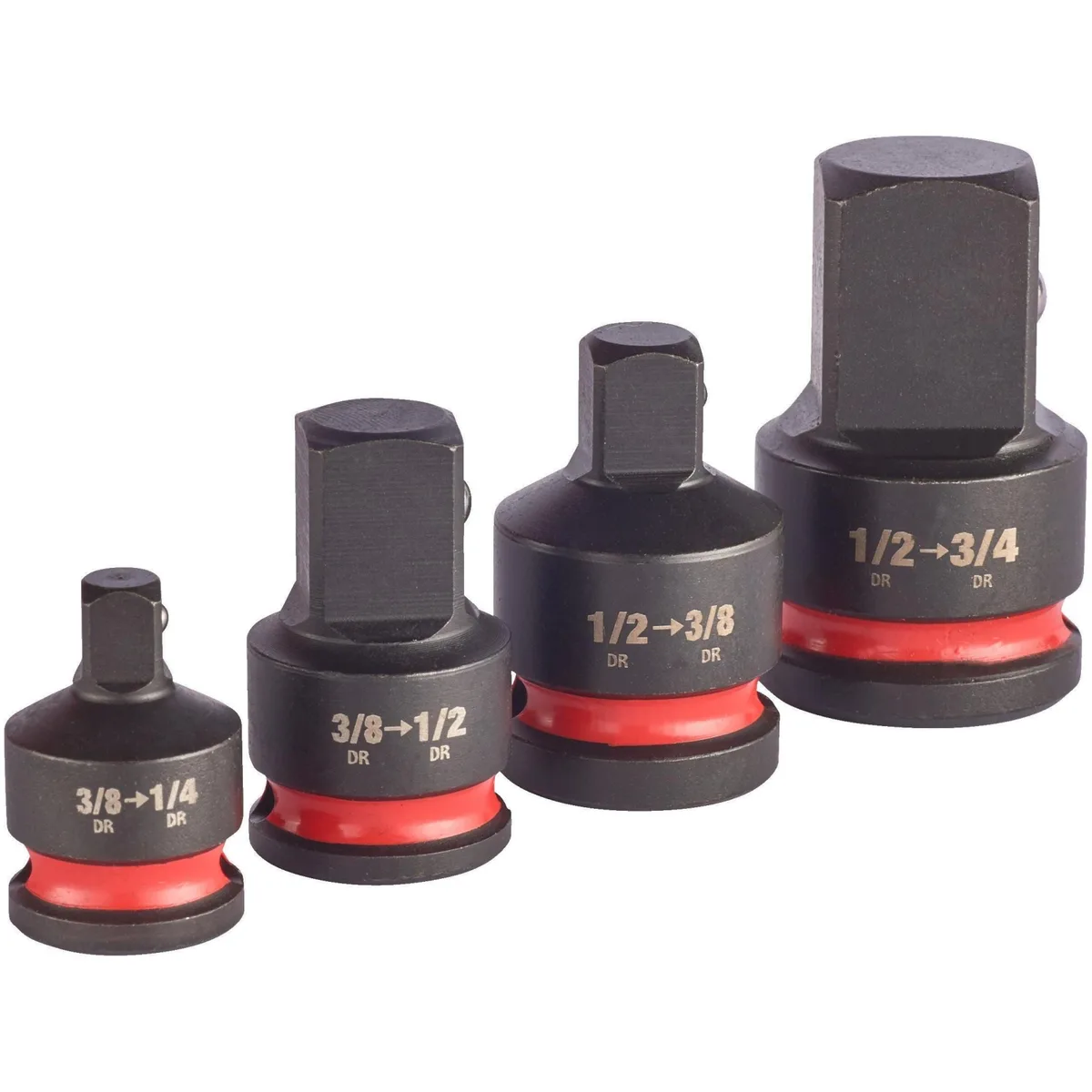 Адаптери Milwaukee для торцевих головок, 4 шт, 1/2"-3/4", 1/2"-3/8", 3/8"-1/2", 3/8"-1/4"
