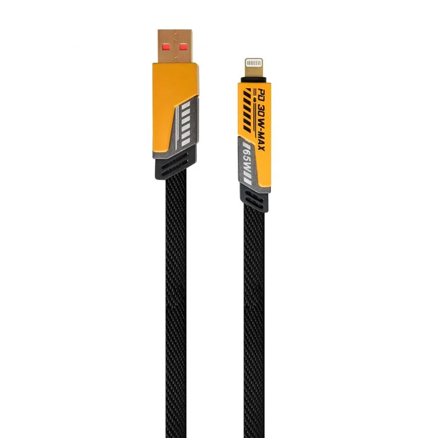 Кабель USB 4в1 WALKER TPE 1,2 м чорний/жовтий 65W трансформер
