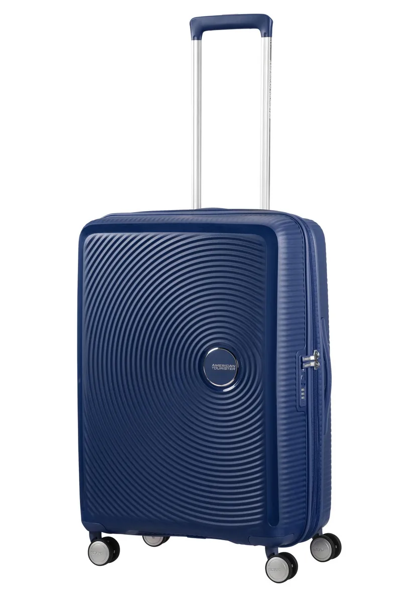 Валіза American Tourister, Soundbox, поліпропілен, середня, 67см, 71.5/81л, TSA, 4 колеса, EXP, темно-синій