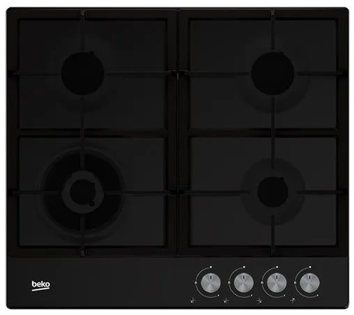 Газова варильна панель Beko, 60 см, чавунна, чорного кольору.