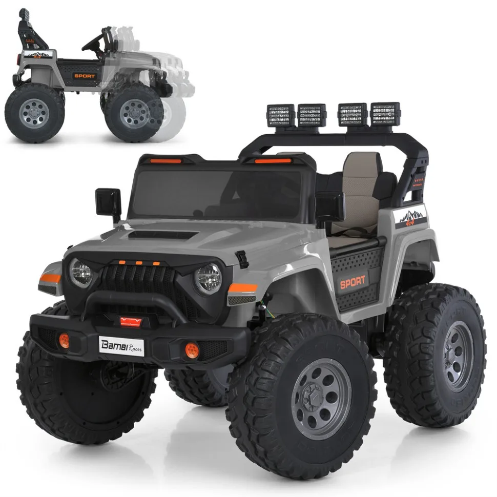 Дитячий електромобіль Bambi Racer екокожа джип 113х87х92 см Чорний
