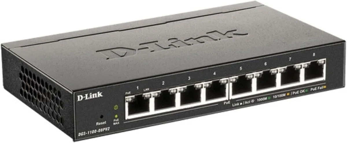 Коммутатор D-Link DGS-1100-08PV2 8xGE PoE 64Вт, EasySmart