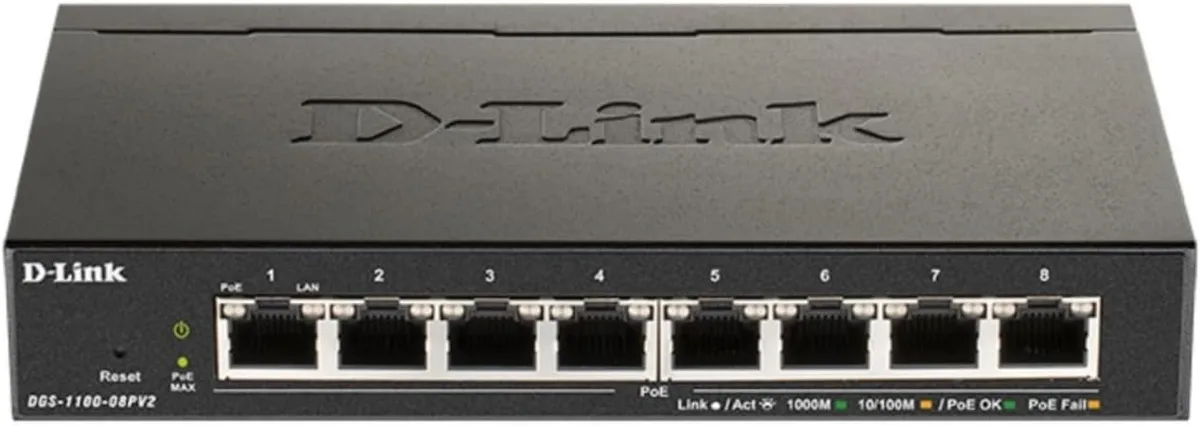 Коммутатор D-Link DGS-1100-08PV2 8xGE PoE 64Вт, EasySmart
