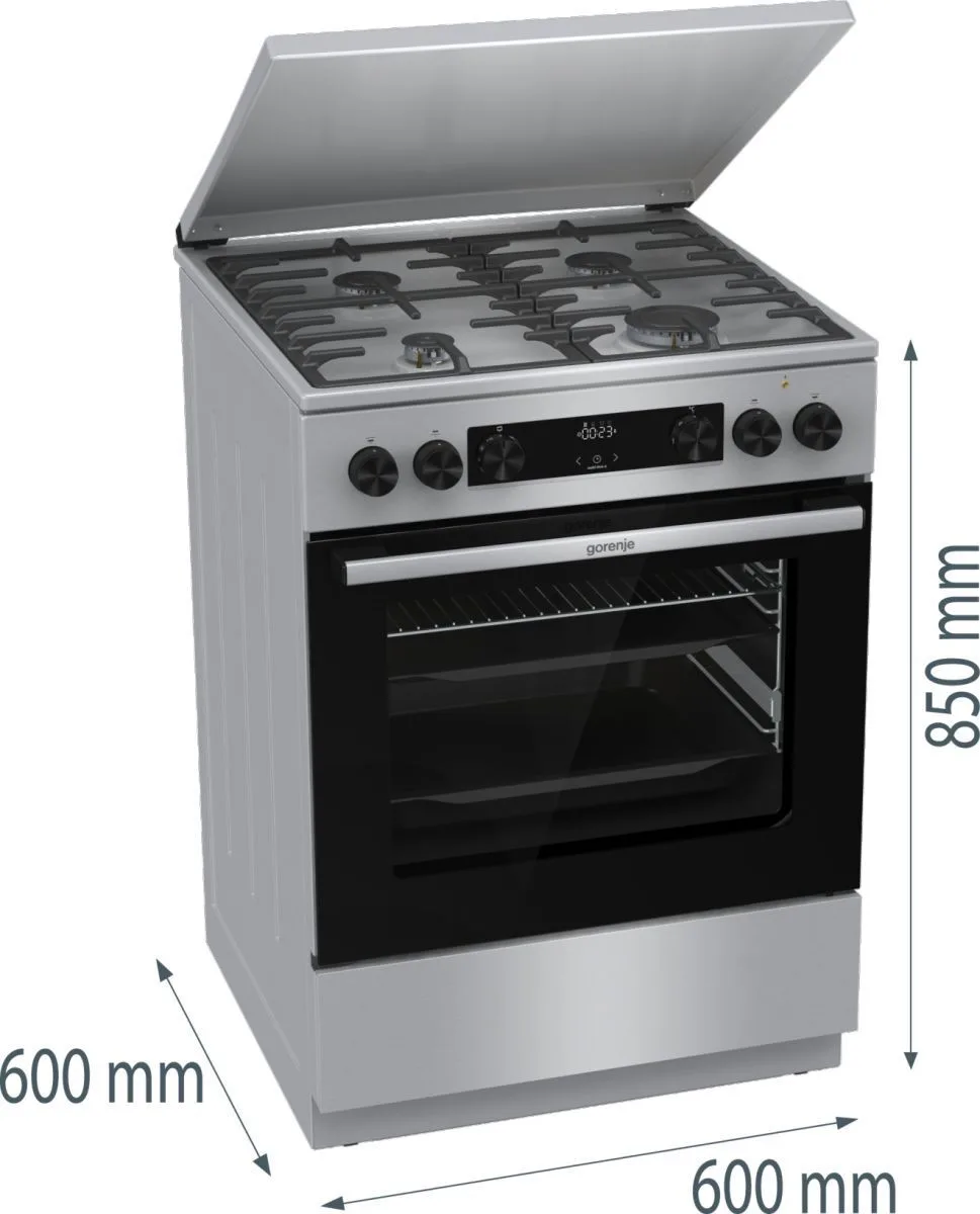 Плита Gorenje комбінована нержавіюча сталь 60x60 см 71 л 4 конфорки