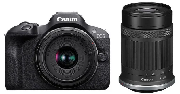 Цифрова фотокамера Canon бездзеркальна 24,1 МП чорна з об'єктивами 18-45mm 55-210mm