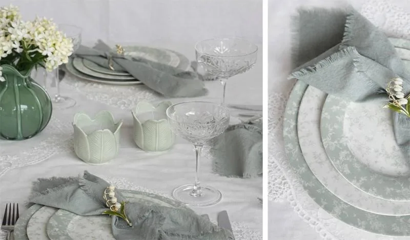Набір обідніх тарілок Floral Green порцеляновий 27 см 3 штуки