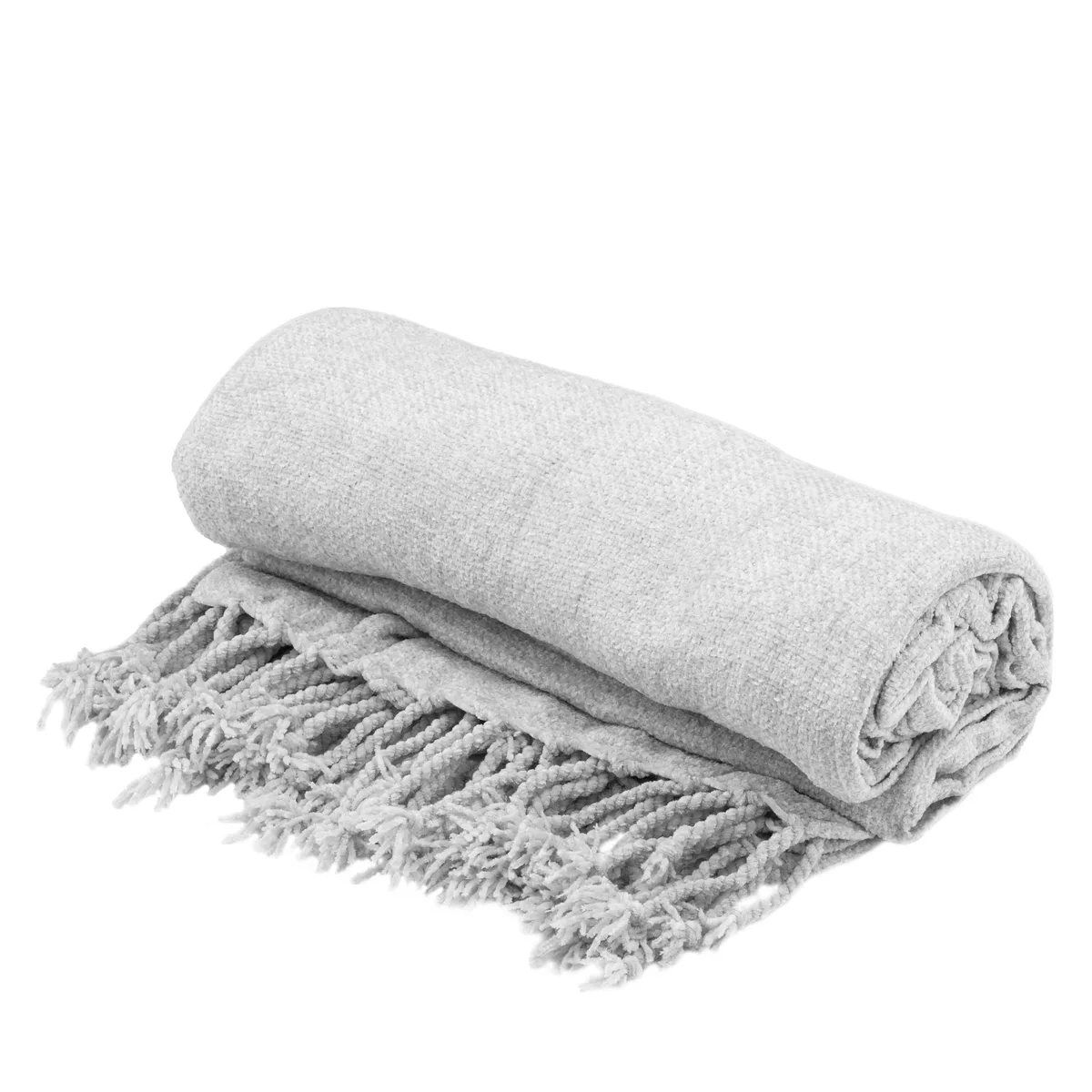 Плед ARDESTO Chenille 140х190 см, 100% поліестер, світло-сірий.