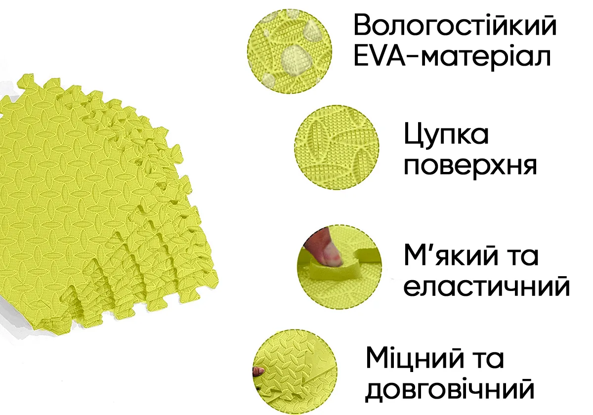 Татами мат EasyFit EVA 30х30 см желтый 8 шт