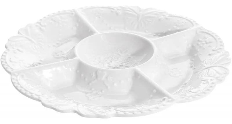 Менажниці фарфорові White-Lace набір 2 шт Ø27 см з мереживним орнаментом
