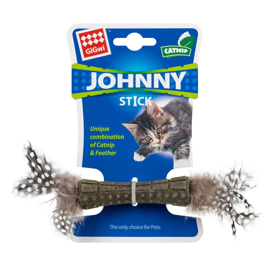 Іграшка для котів Дражнилка GiGwi Johnny Stick 8 см Перо Котяча м'ята