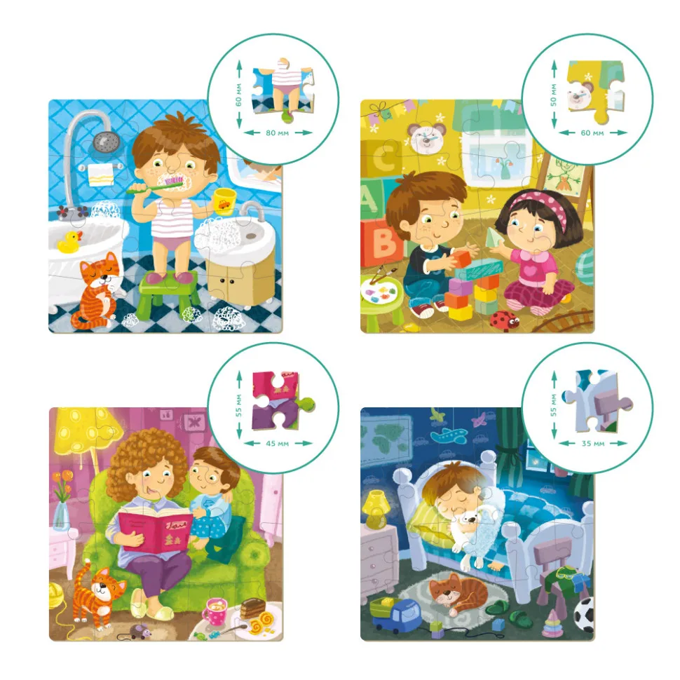 Дитячий пазл DoDo Toys картонний 4в1 12 16 20 24 елементи багатокольоровий