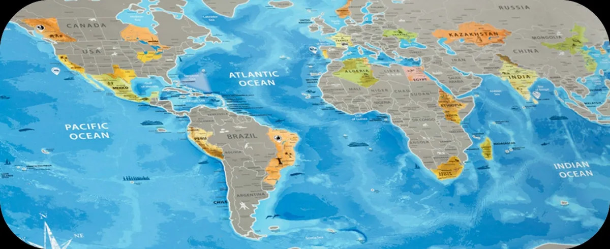 Скретч карта Discovery Map World 88х62 см папір сріблястий