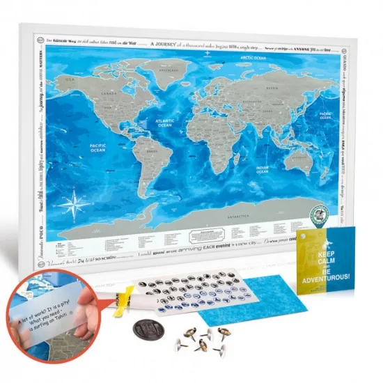 Скретч карта Discovery Map World 88х62 см папір сріблястий