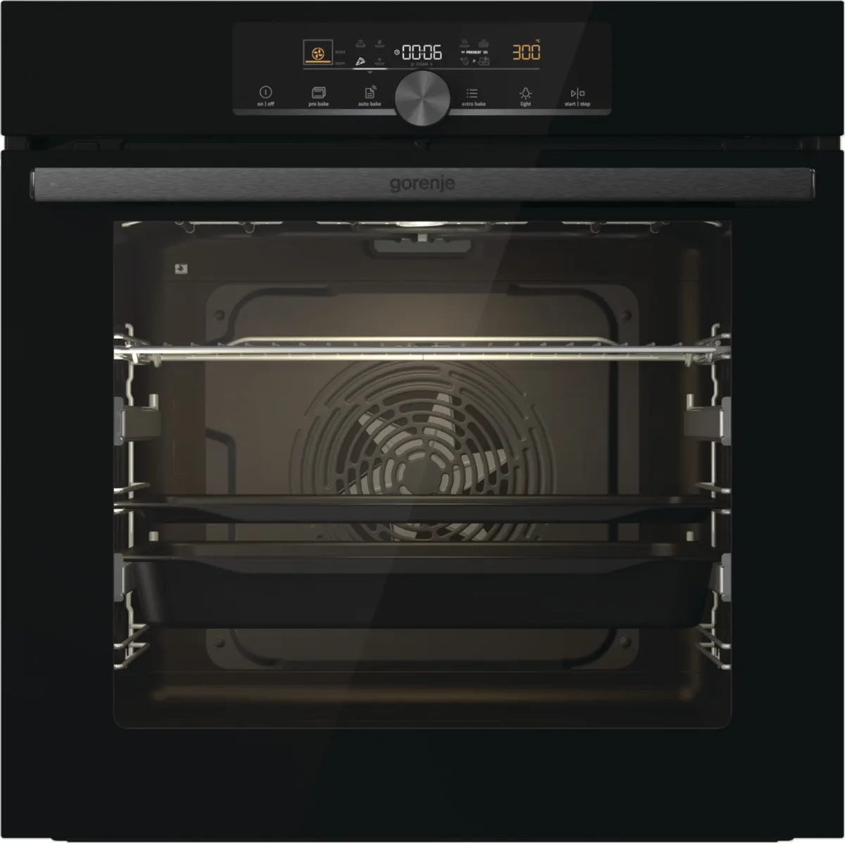 Духова шафа Gorenje електрична 77л A+ вбудована мультисистемна для випікання з дисплеєм IconTouch чорна