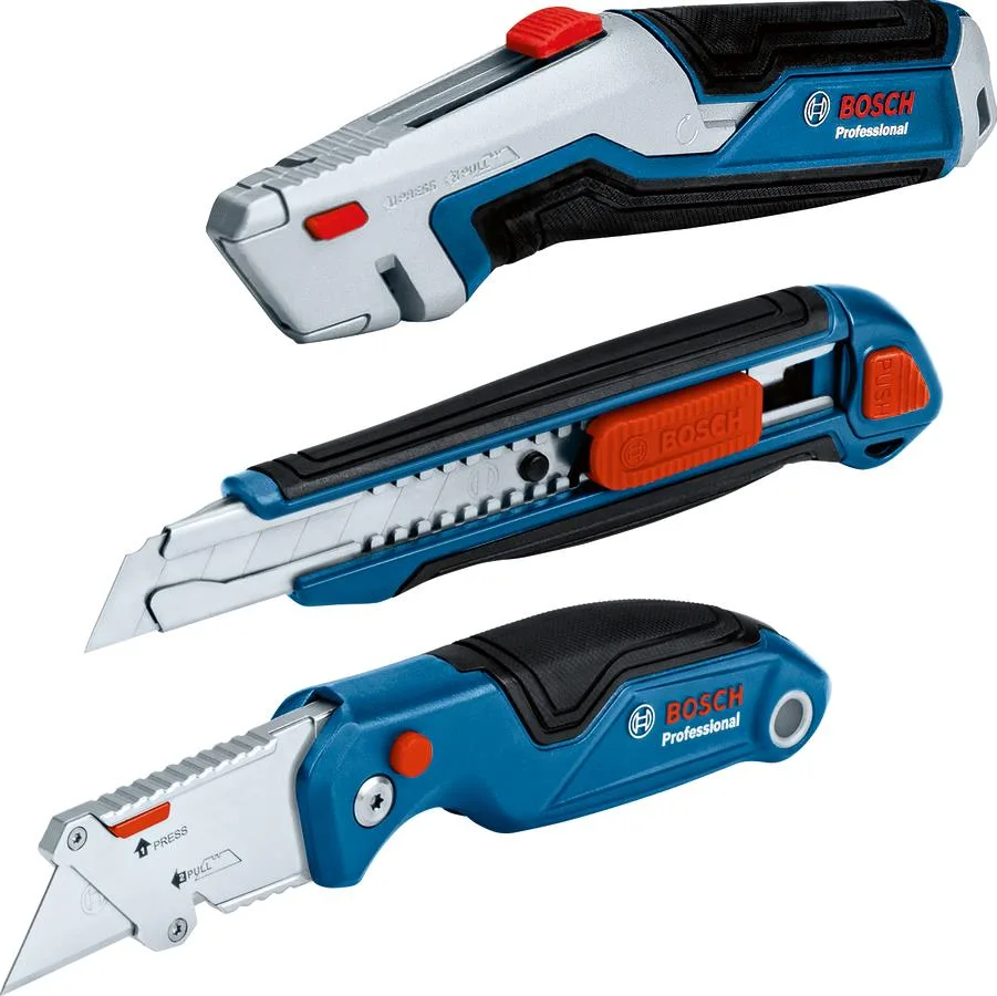 Складний ніж Bosch Professional у наборі з трьох штук.