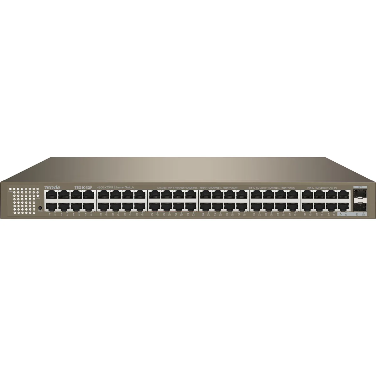 Комутатор TENDA TEG1050F 48xGE, 2xSFP Combo, Некерований