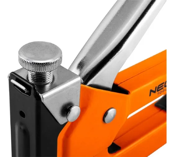Степлер Neo Tools 4-14 мм скоби J для меблів з регулюванням зусилля притиску скоб кріплення на пояс