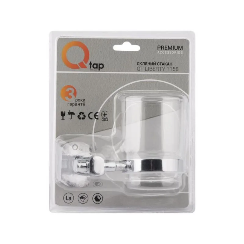Стакан с держателем круглый Qtap Liberty 1158 хромированная латунь 12х9х9 см