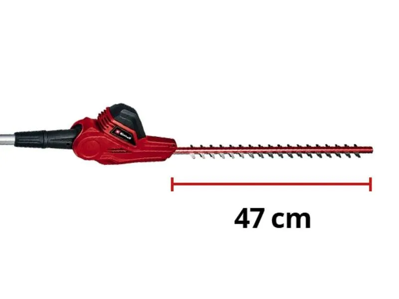 Телескопічний кущоріз Einhell GC-HH 5056, 500 Вт, діаметр різу 56/47 мм, крок різу 20 мм, довжина штанги 1.7-2.5 м, вага 4.3 кг.