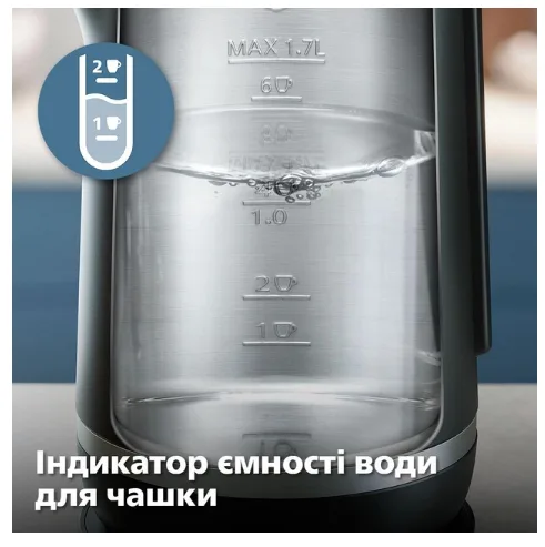 Електрочайник Philips пластик 1,7 л чорний з подвійними стінками