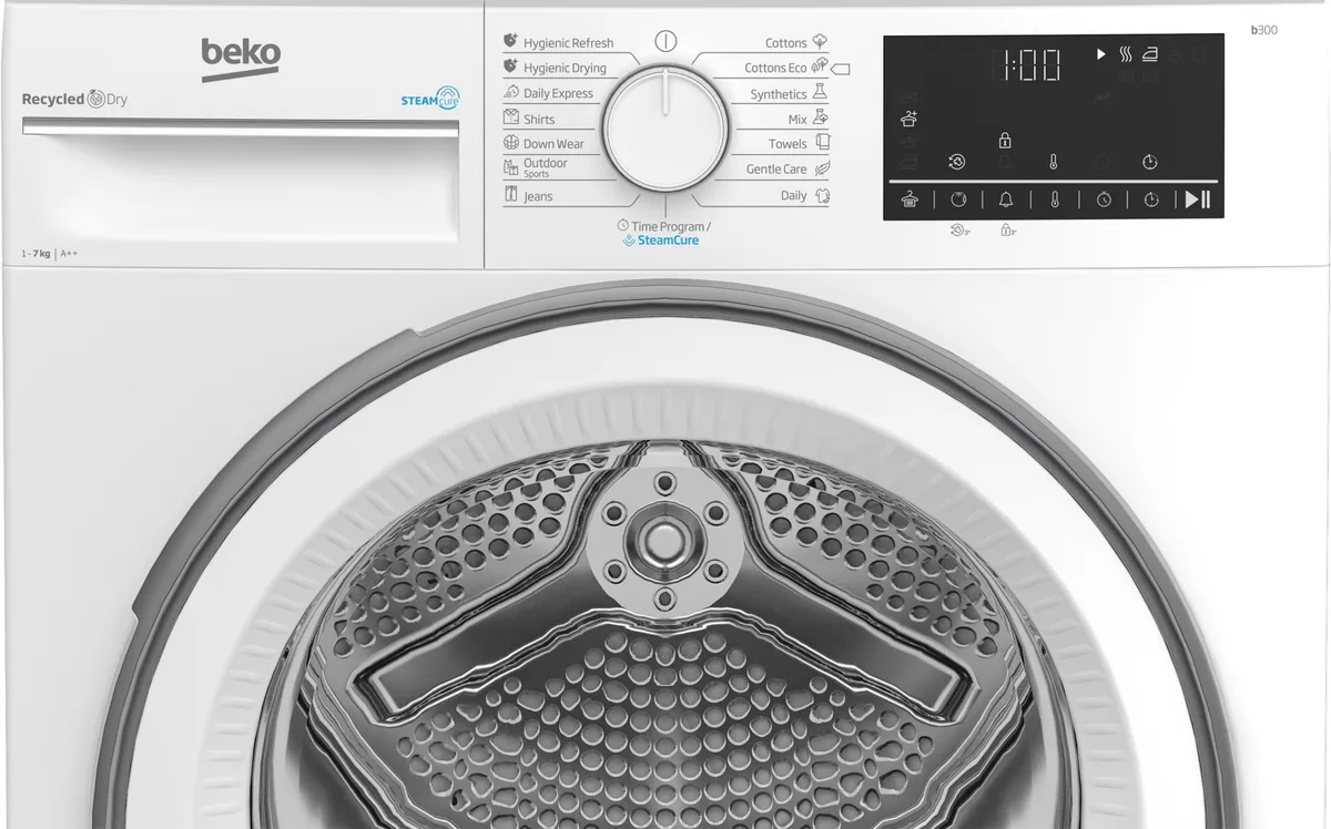 Сушильна машина Beko тепловий насос 7 кг біла 54,3 см дисплей