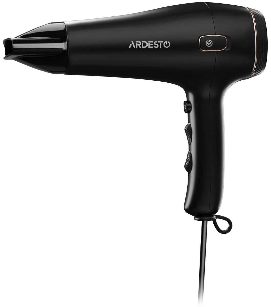 Фен ARDESTO HD-Y210, потужність 1750-2100 Вт, 2 швидкості, 3 температурні режими, автоматичне збирання шнура, чорний.